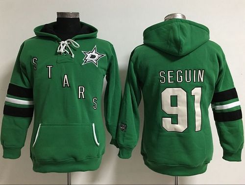 Dallas Stars #91 Tyler Seguin Green Women's Old Time Heidi NHL Hoodie - Click Image to Close
